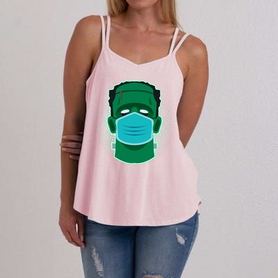 Quarantine Frankenstein With Mask Women's Strappy Tank