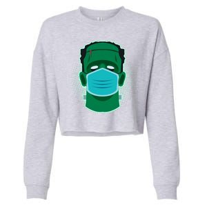 Quarantine Frankenstein With Mask Cropped Pullover Crew