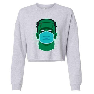 Quarantine Frankenstein With Mask Cropped Pullover Crew