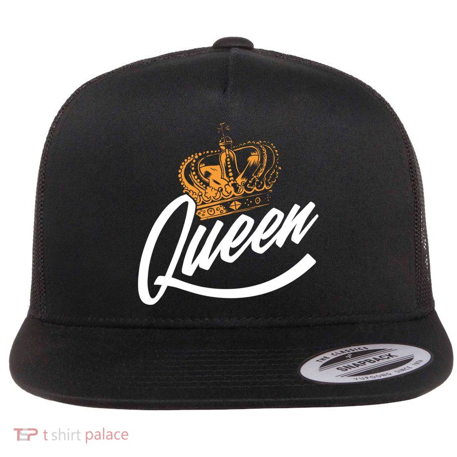 Queen Gold Crown  Flat Bill Trucker Hat