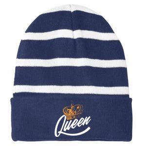 Queen Gold Crown  Striped Beanie with Solid Band