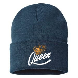 Queen Gold Crown  Sustainable Knit Beanie