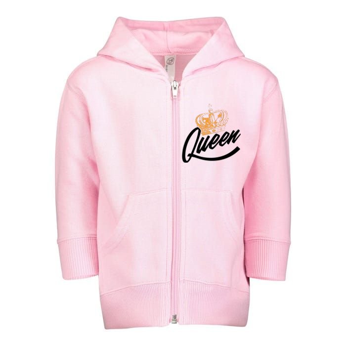 Queen Gold Crown  Toddler Zip Fleece Hoodie