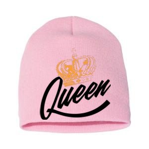 Queen Gold Crown  Short Acrylic Beanie