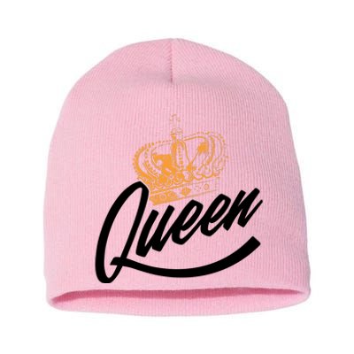 Queen Gold Crown  Short Acrylic Beanie