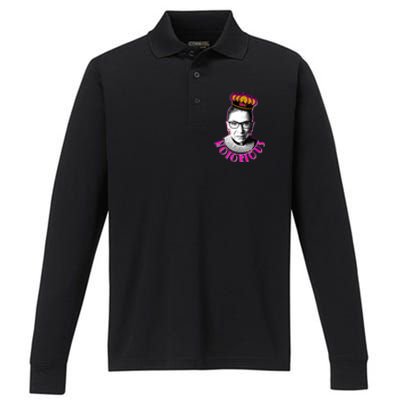 Queen Notorious RBG Ruth Bader Ginsburg Tribute Performance Long Sleeve Polo