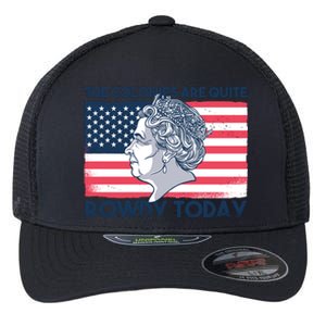 Queen Of England American Flag Flexfit Unipanel Trucker Cap