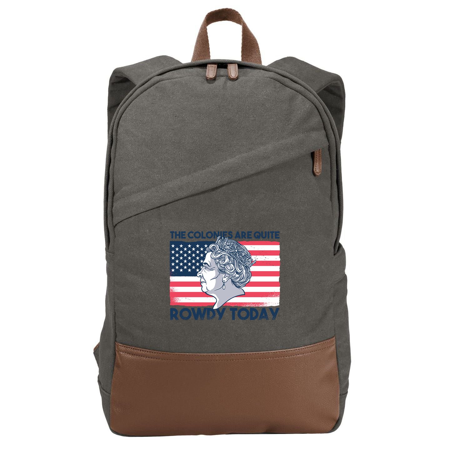 Queen Of England American Flag Cotton Canvas Backpack