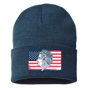 Queen Of England American Flag Sustainable Knit Beanie