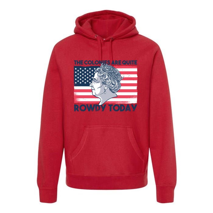 Queen Of England American Flag Premium Hoodie