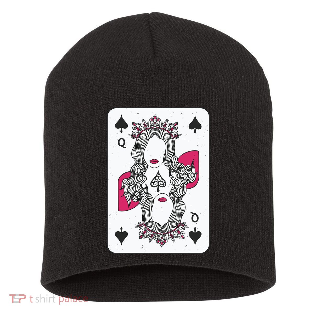 Queen Of Spades Short Acrylic Beanie