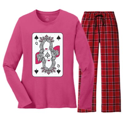 Queen Of Spades Women's Long Sleeve Flannel Pajama Set 