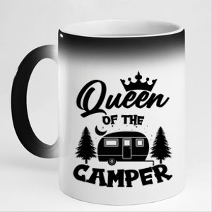 Queen of the Camper Funny Camping 11oz Black Color Changing Mug