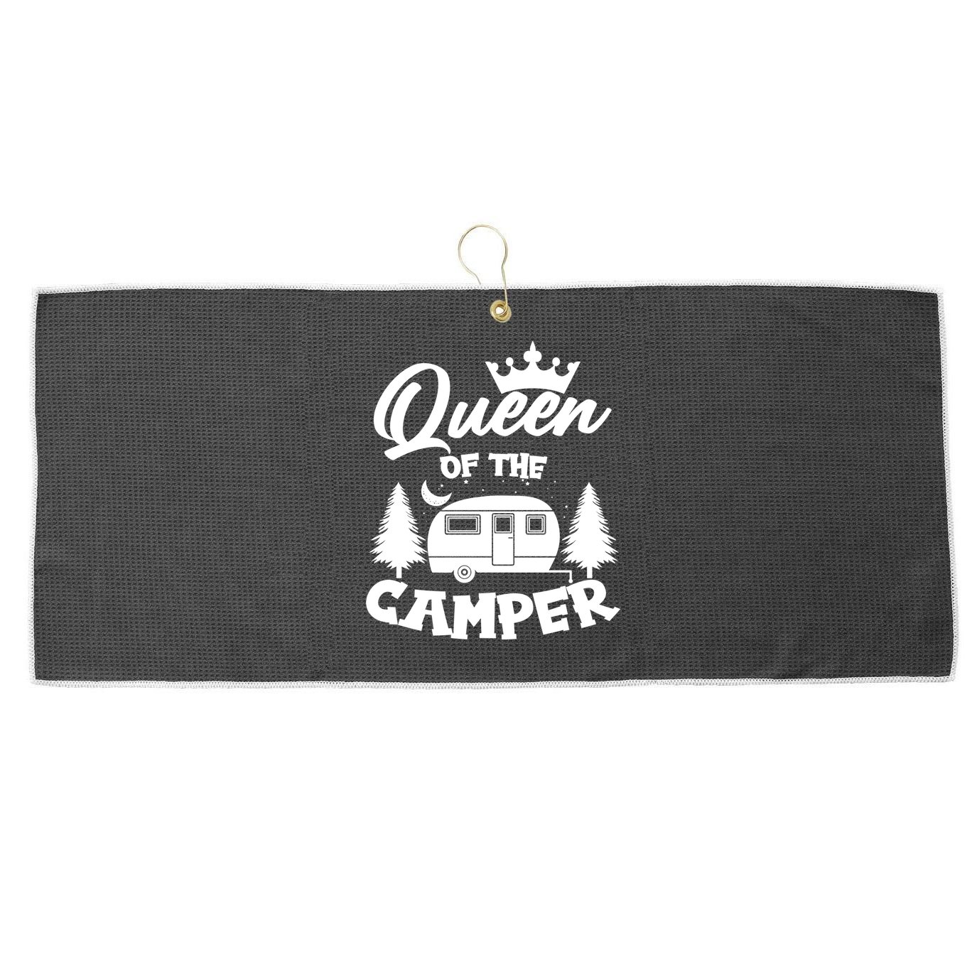 Queen of the Camper Funny Camping Large Microfiber Waffle Golf Towel