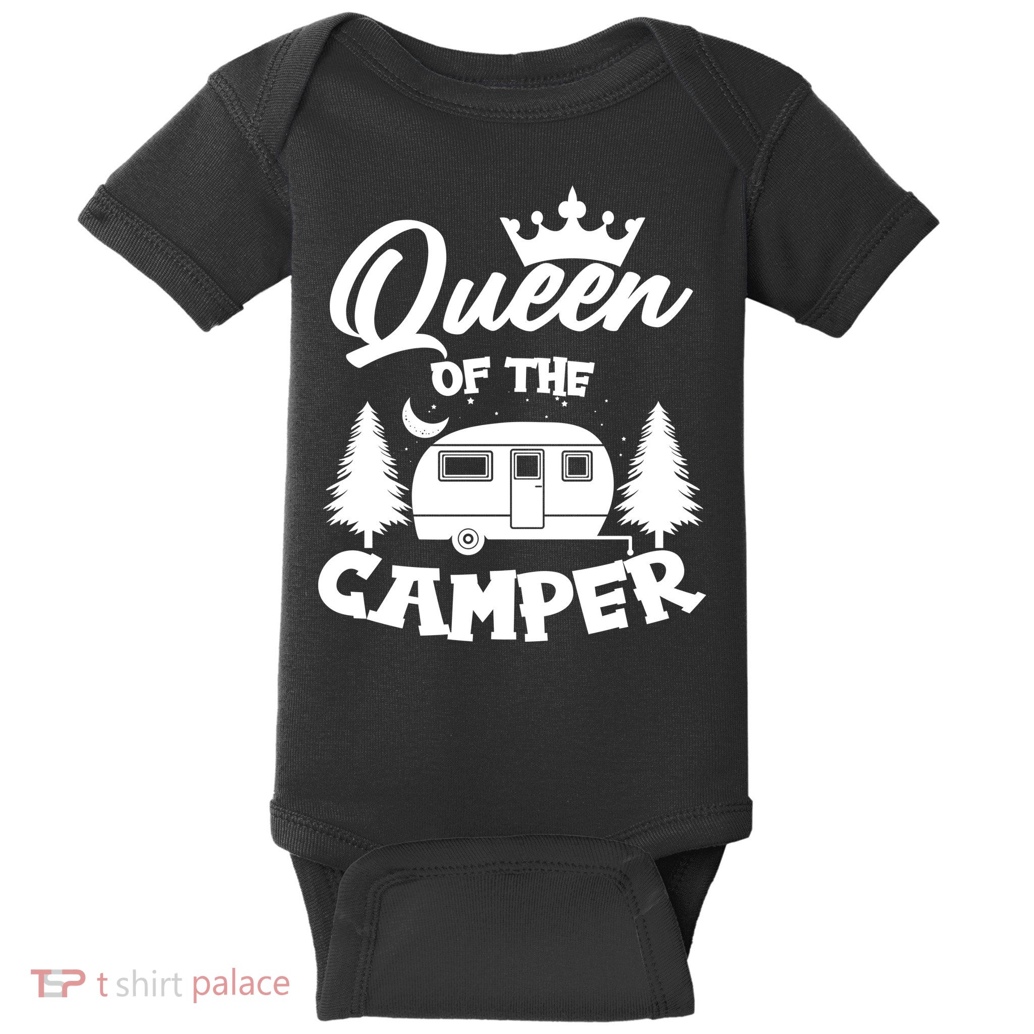 Queen of the Camper Funny Camping Baby Bodysuit