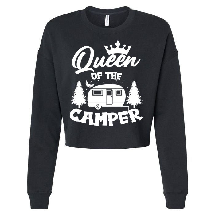 Queen of the Camper Funny Camping Cropped Pullover Crew