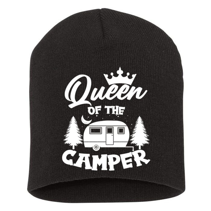 Queen of the Camper Funny Camping Short Acrylic Beanie