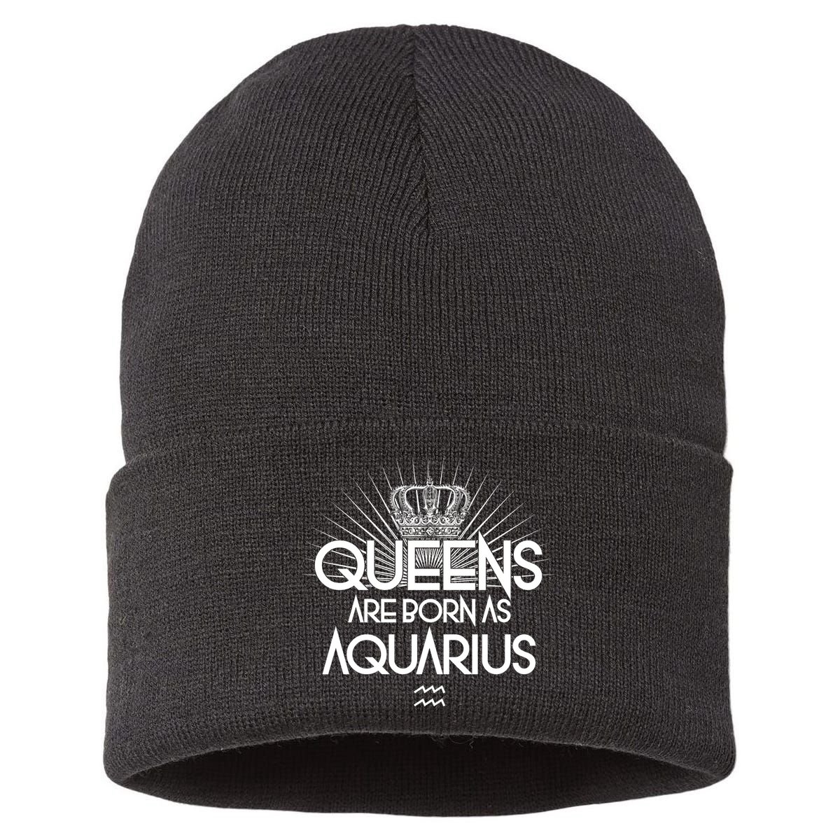 Queens Are Born As Aquarius Sustainable Knit Beanie