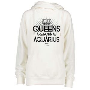 Queens Are Born As Aquarius Womens Funnel Neck Pullover Hood