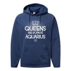 Queens Are Born As Aquarius Performance Fleece Hoodie