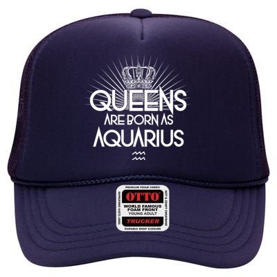 Queens Are Born As Aquarius High Crown Mesh Back Trucker Hat