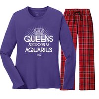 Queens Are Born As Aquarius Women's Long Sleeve Flannel Pajama Set 