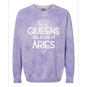 Queens Are Born As Aries Colorblast Crewneck Sweatshirt