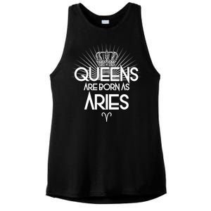 Queens Are Born As Aries Ladies PosiCharge Tri-Blend Wicking Tank