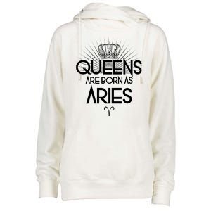 Queens Are Born As Aries Womens Funnel Neck Pullover Hood