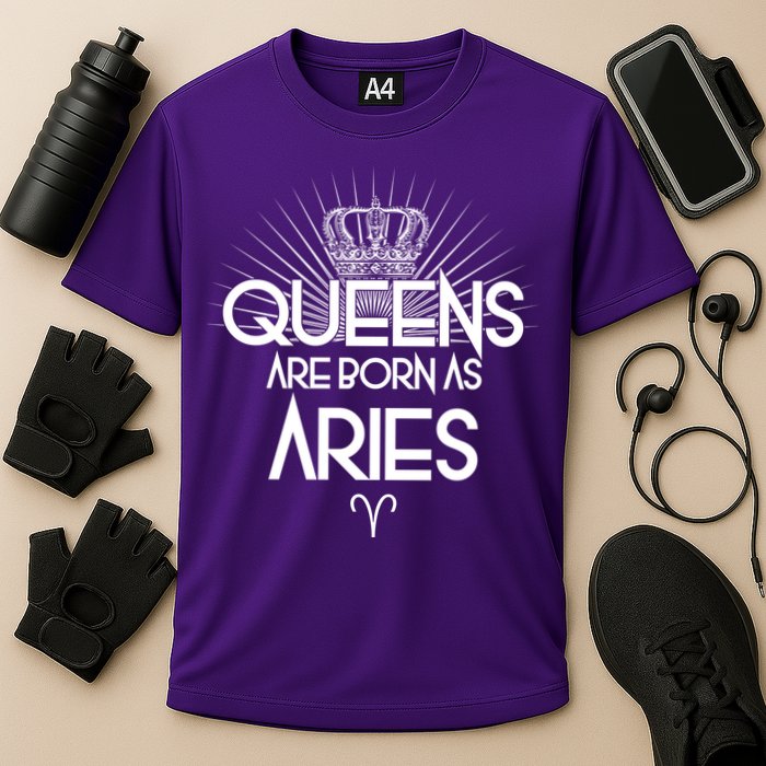 Queens Are Born As Aries Performance Shirt