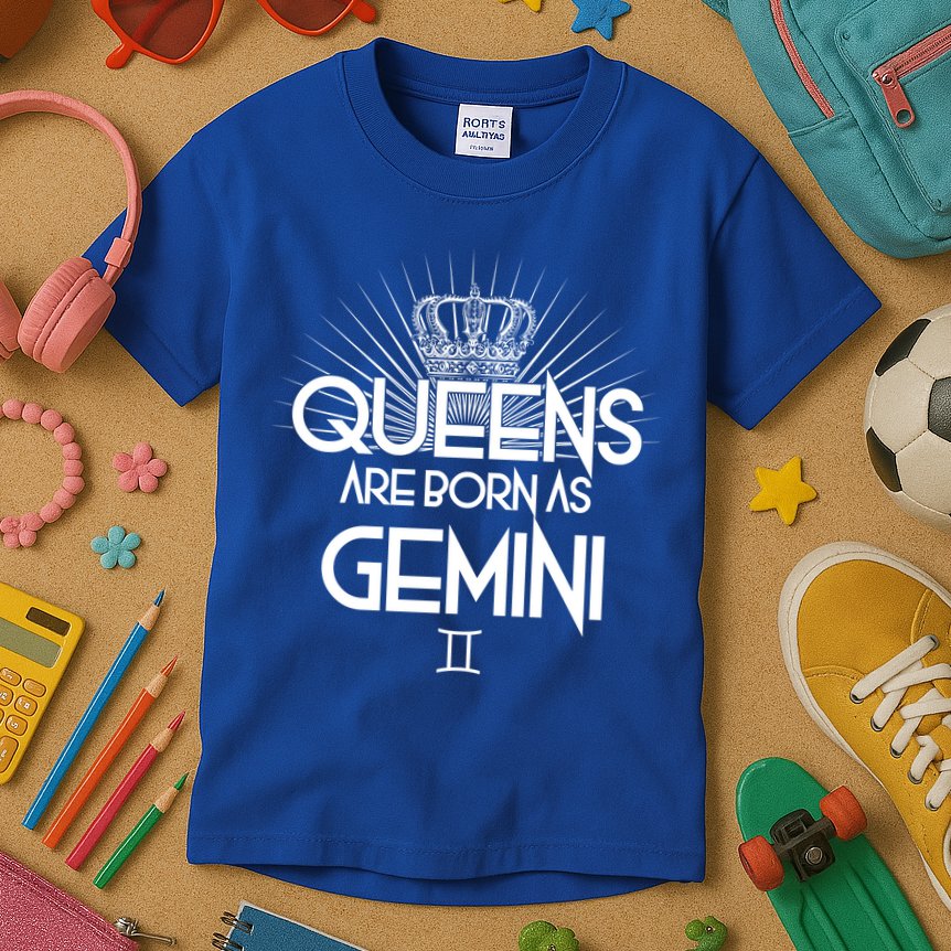 Queens Are Born As Gemini Kids T-Shirt