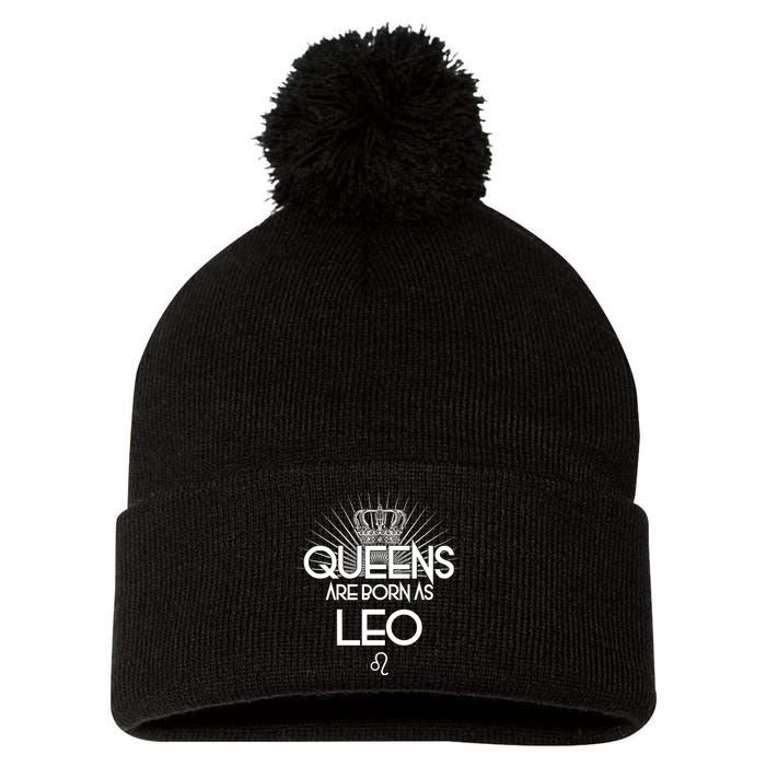 Queens Are Born As Leo Pom Pom 12in Knit Beanie