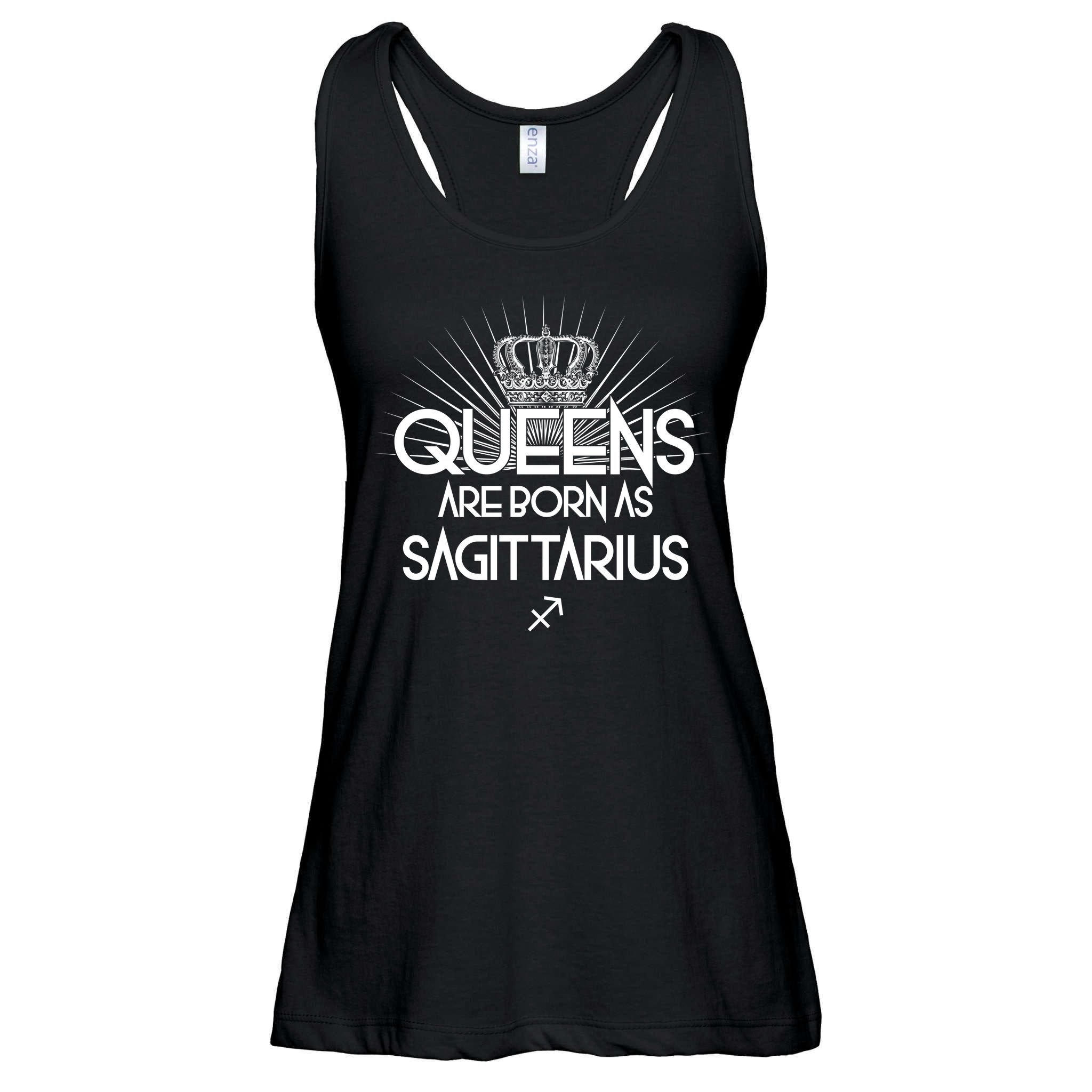 Queens Are Born As Sagittarius Ladies Essential Flowy Tank