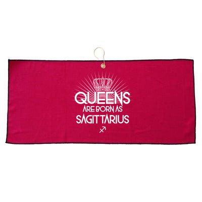 Queens Are Born As Sagittarius Large Microfiber Waffle Golf Towel