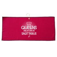 Queens Are Born As Sagittarius Large Microfiber Waffle Golf Towel