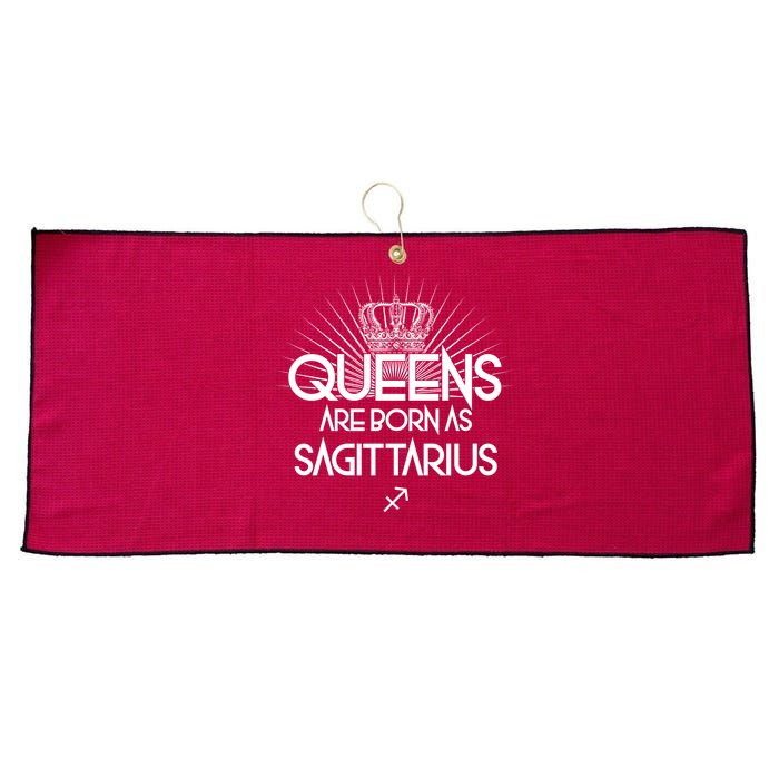 Queens Are Born As Sagittarius Large Microfiber Waffle Golf Towel