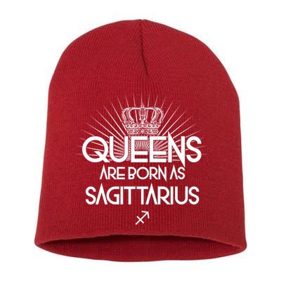 Queens Are Born As Sagittarius Short Acrylic Beanie
