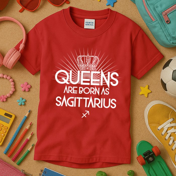 Queens Are Born As Sagittarius Kids T-Shirt
