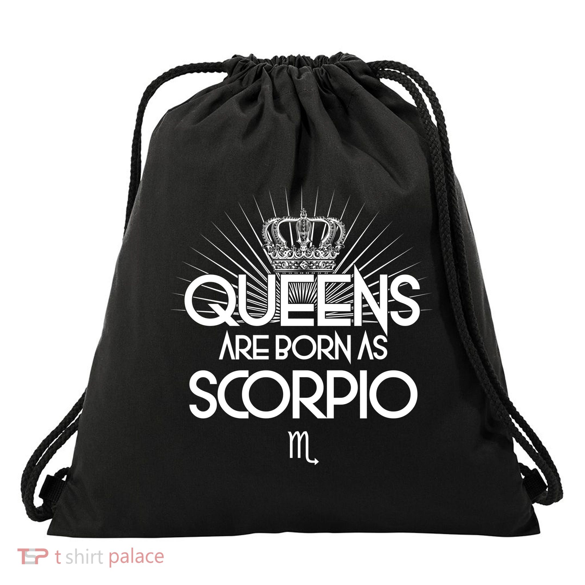 Queens Are Born As Scorpio Drawstring Bag