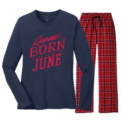 Queens Are Born In June Women's Long Sleeve Flannel Pajama Set 