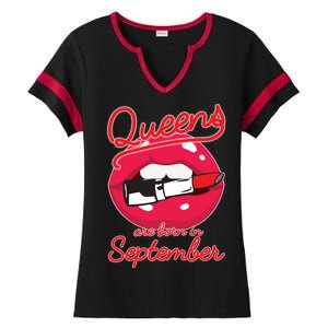 Queens Are Born in September Lipstick Ladies Halftime Notch Neck Tee