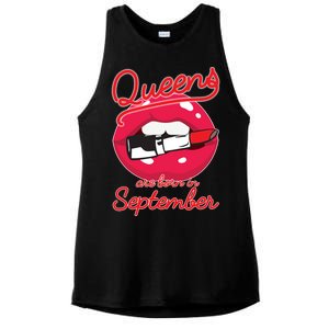 Queens Are Born in September Lipstick Ladies PosiCharge Tri-Blend Wicking Tank