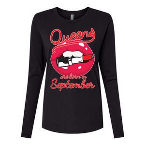 Queens Are Born in September Lipstick Womens Cotton Relaxed Long Sleeve T-Shirt