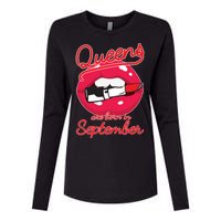 Queens Are Born in September Lipstick Womens Cotton Relaxed Long Sleeve T-Shirt