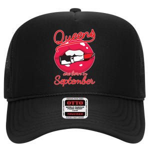 Queens Are Born in September Lipstick High Crown Mesh Back Trucker Hat