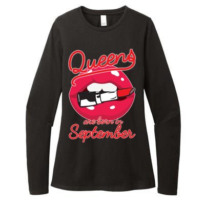 Queens Are Born in September Lipstick Womens CVC Long Sleeve Shirt