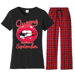 Queens Are Born in September Lipstick Women's Flannel Pajama Set