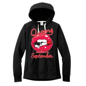 Queens Are Born in September Lipstick Women's Fleece Hoodie