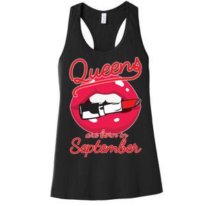 Queens Are Born in September Lipstick Women's Racerback Tank