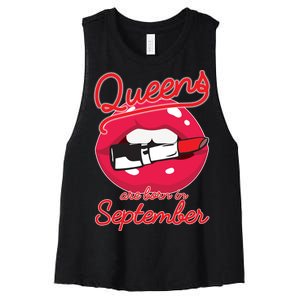 Queens Are Born in September Lipstick Women's Racerback Cropped Tank